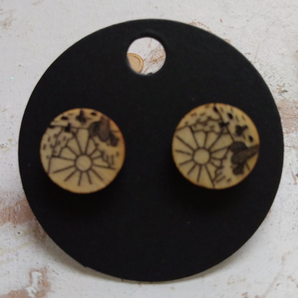 Round Wooden Earrings